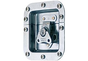 Rotary Turn Latch in Recess Dish Spring Loaded Mild Steel Zinc Plate Passivate (Silver Blue)