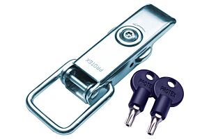 Non-Adjustable Latch with Torx Key Lock Medium Duty Mild Steel Zinc Plate Passivate (Silver Blue)