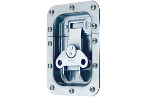 Rotary Turn Latch in Recess Dish Spring Loaded Mild Steel Zinc Plate Passivate (Silver Blue)