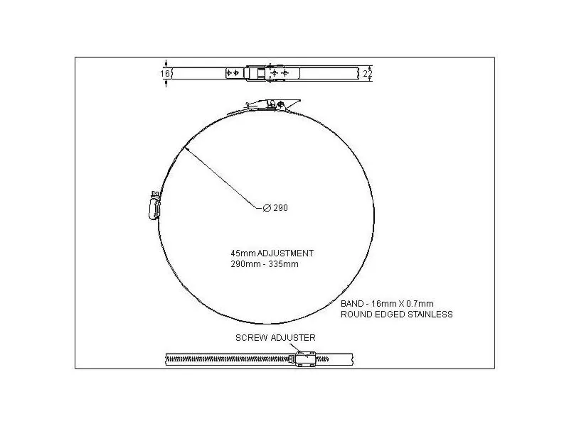 27-HT290-335SS | Stainless Bandclamp | Protex 27-HT290-335SS | Stainless Bandclamp | Protex