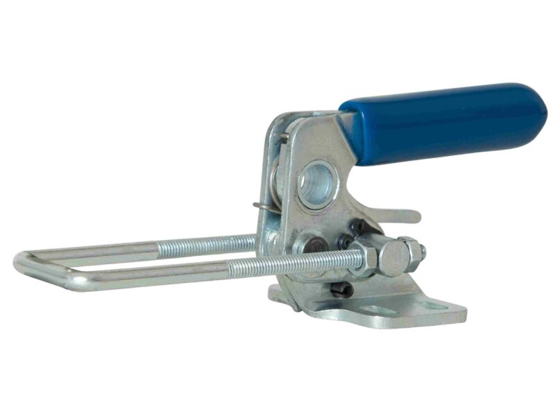 TLH-UBAB-041-080SCMS - Toggle Clamp Horizontal Draw Action With Safety  Catch Mild Steel Zinc Plate Passivate (Silver Blue)